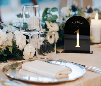 Black & Gold Arched Table Number 1-20