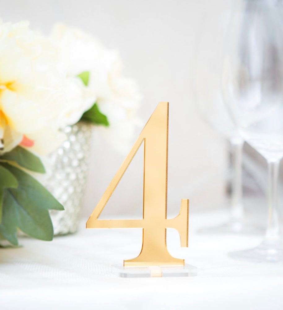 Gold Acrylic Table Numbers 1 10 3 Little Birds Event Planning
