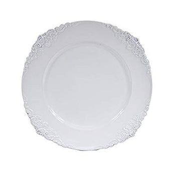 White Round Ornate Charger Plate