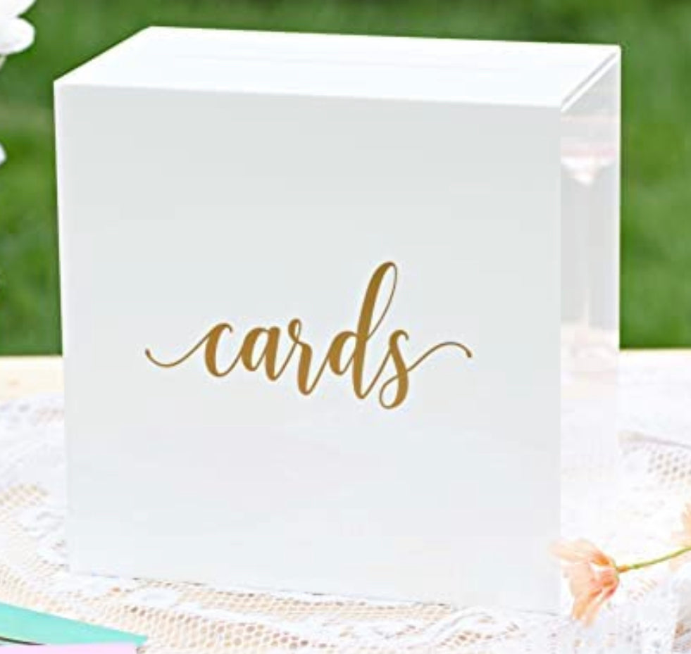White Acrylic Card Box 3 Little Birds Event Planning