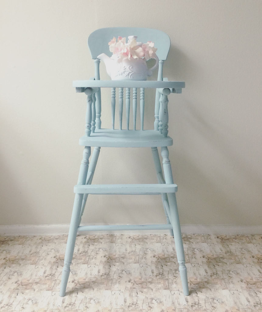 Baby Blue Vintage High Chair 3 Little Birds Event Planning