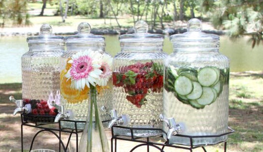 Glass Double Vintage-Inspired Beverage Dispenser with Stand