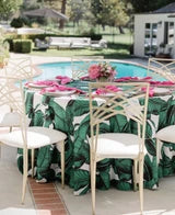 132" Round "Beverly Hills Hotel" Banana Leaf Linen