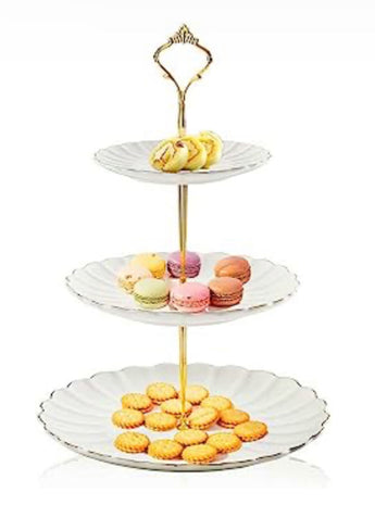 White and Gold Vintage 3 Tiered Dessert Stand
