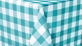 90” x 156” teal checkered Table cloth