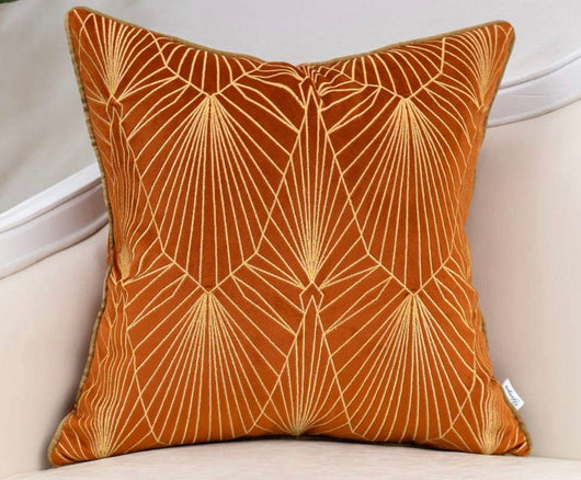 Burnt Orange Art Decco Pillow