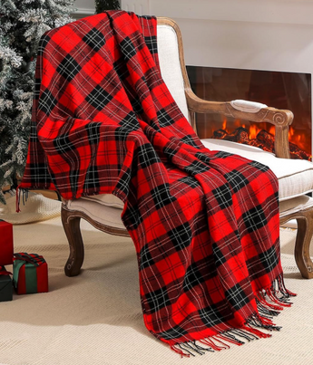 Red Plaid Throw Blanket