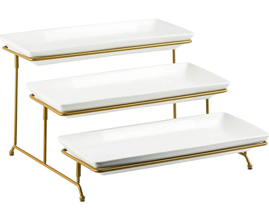 Gold and White 3 tiered Dessert Stand