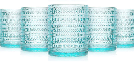 Lake Blue Hobnail Rocks Glass