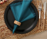 Teal Fringe Linen Napkin