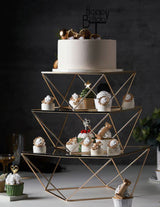 Gold Glass Geometric Cake Stand