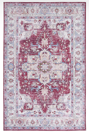 6' x 9' Burgundy & Beige Area Rug