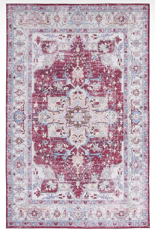 6' x 9' Burgundy & Beige Area Rug