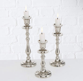 Silver Mismatched Candle Stick Holders