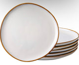 10.5" Pearl White Reactive Glaze Dinner Plate