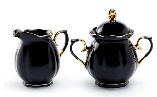 Black & Gold Creamer and Sugar Set