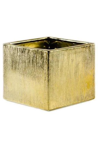 Gold Textured Square Vase