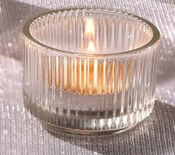 Clear Glass Vertical Stripe Tea Light Holder