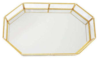 16.5” Gold Mirrored Geometric Tray