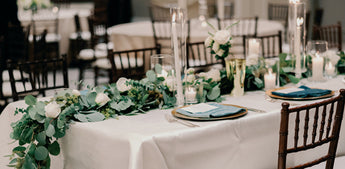 90” x 156” Ivory Dupioni Table Drape