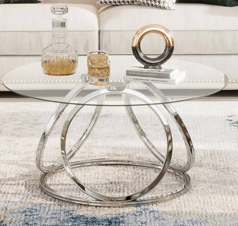 Round Chrome Glass Coffee Table