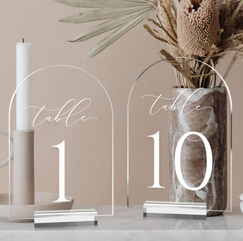 5’ x 7” Clear Arch Table Numbers 1-15