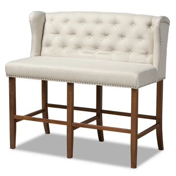 Beige Tufted Counter Height Settee