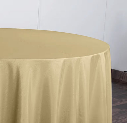 120” Round Champagne Polyester Table Drape