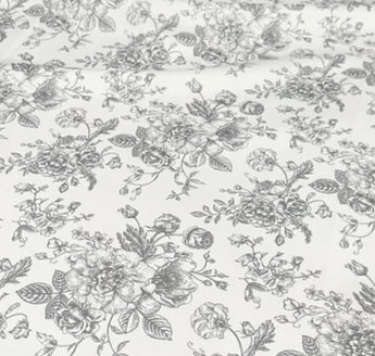 90” x 132” Grey French Toile Polyester Table Drape