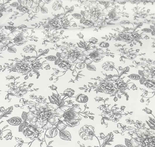 90” x 132” Grey French Toile Polyester Table Drape