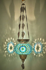 Turquoise Morrocan Hanging Candle Holder Lantern