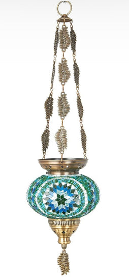 Turquoise Morrocan Hanging Candle Holder Lantern