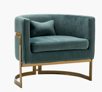 Teal Wide Barrel Velvet Accent Chair