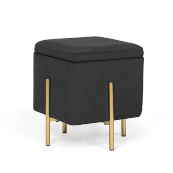 Black Square Velvet Ottoman