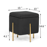 Black Square Velvet Ottoman