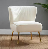 Modern Ivory Velvet Accent Chair