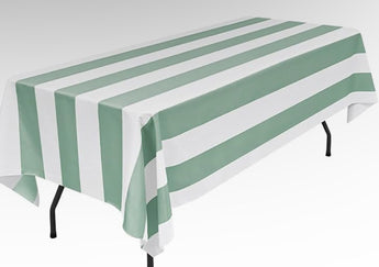 Sage Green Striped Tablecloth