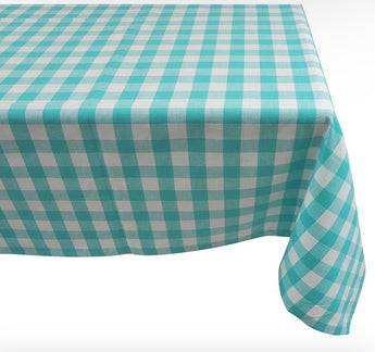 60” x 84” Aqua Check Table Cloth