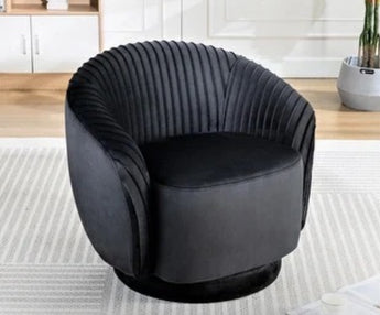 Black Velvet “Mila” Swivel Barrel Chair