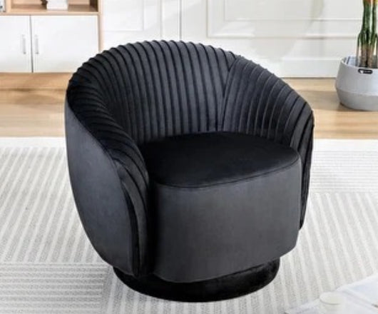 Black Velvet “Mila” Swivel Barrel Chair