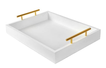 White Tray With Gold Handles