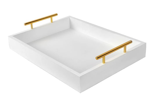 White Tray With Gold Handles