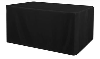 4' Black Polyester Fitted Tablecloth