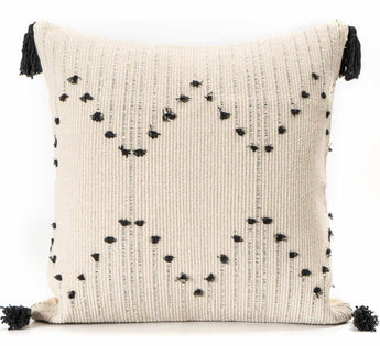Black and Cream Tassel Pillow