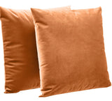 Terracotta Orange Velvet Fleece Decorative Throw Pillows - 18" Square
