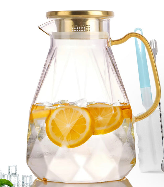 2.2 Liter Gold Glass Water Pitcher