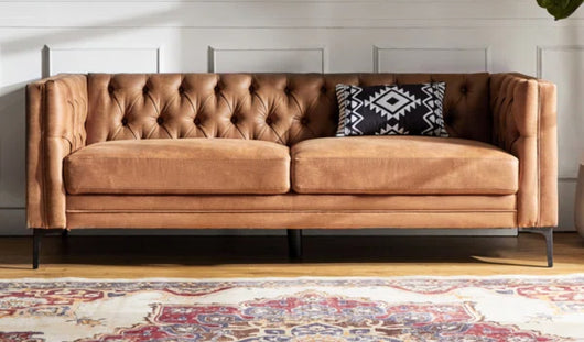 Brinna Camel Polyester Tufted Sofa