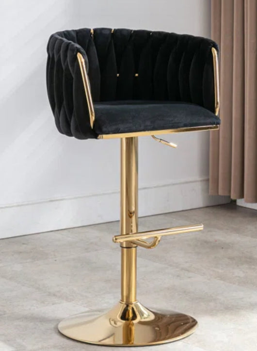 Black & Gold Swivel Adjustable Bar Stool