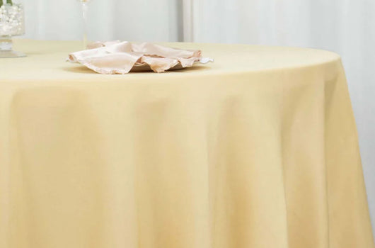 132” Round Butter Yellow Poly Table Drape