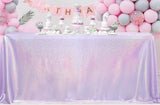 90” x 132” Lilac Shiny Stretch Tablecloth